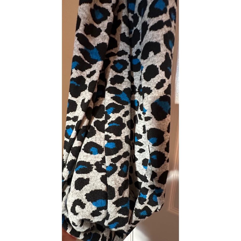 Blue Gray Black Leopard Print‎ Infinity Scarf Knit Animal Pattern Circle Scarf